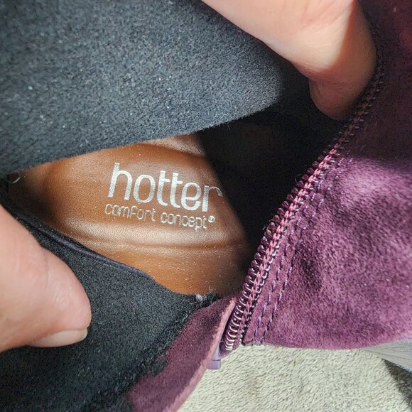 Hotter Shoes Womens Size 8.5 Mystery Purple Suede Zip Mid-Calf Boots *GUC* - Picture 15 of 16